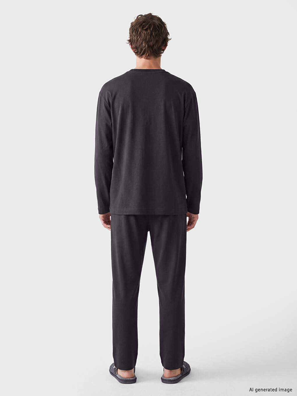 Antrasit Regular Fit Baskılı Erkek Pijama Takımı-3