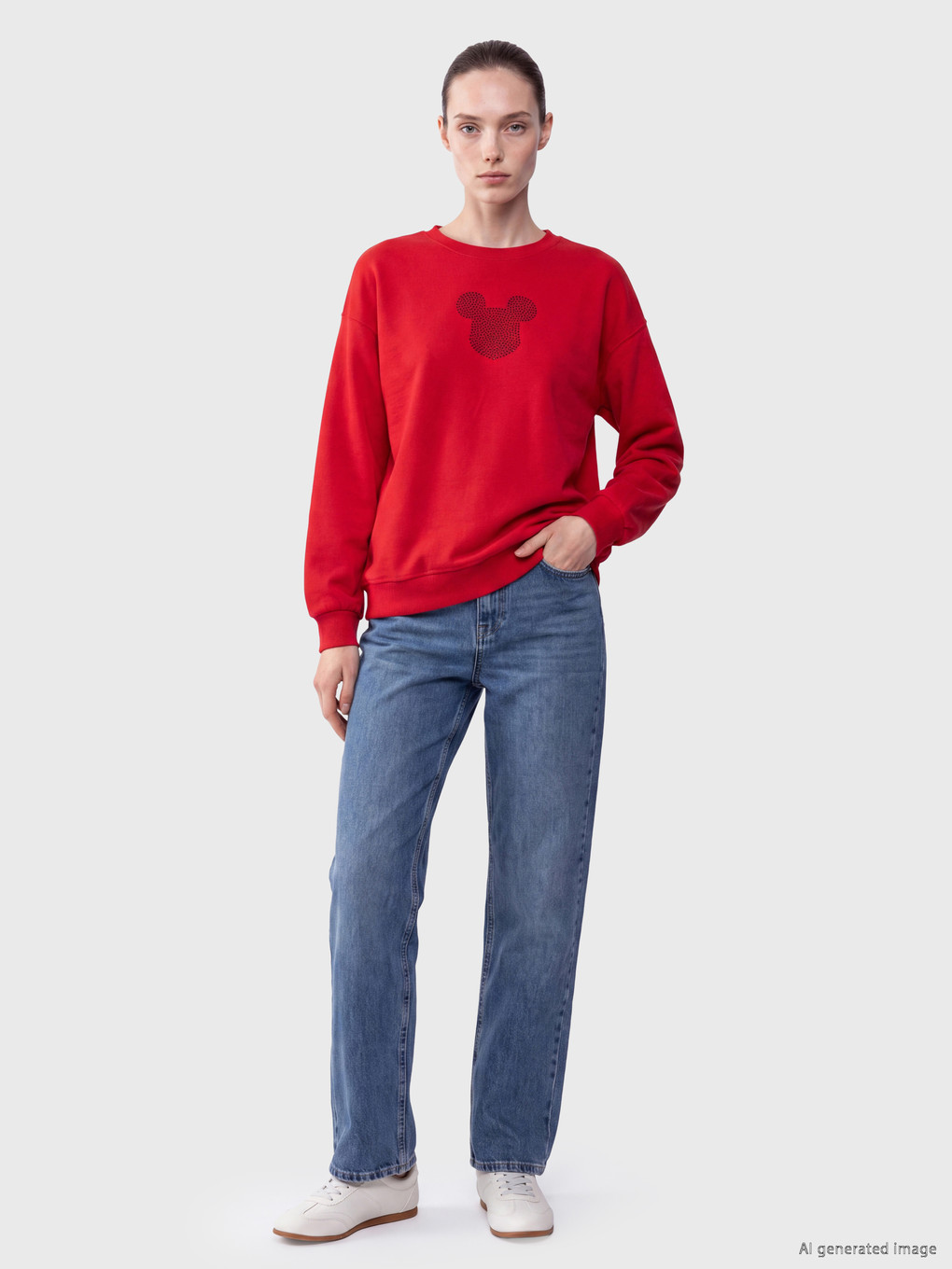 Mickey Mouse Embroidered Women's Sweatshirt