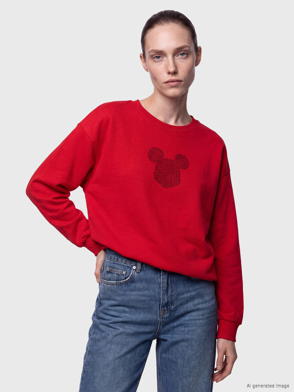 Mickey Mouse Embroidered Women's Sweatshirt-1