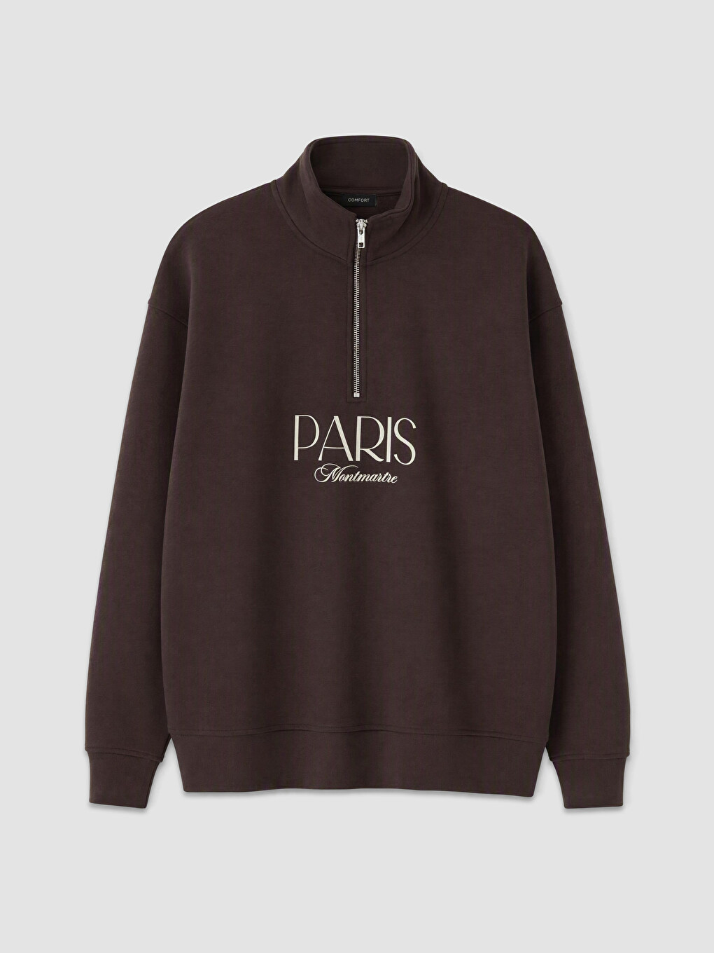 Mock Neck Embroidered Women's Sweatshirt
