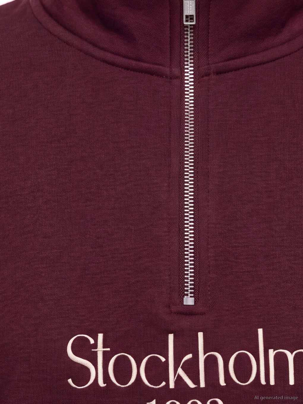 Mürdüm Dik Yaka Nakışlı Kadın Sweatshirt-2