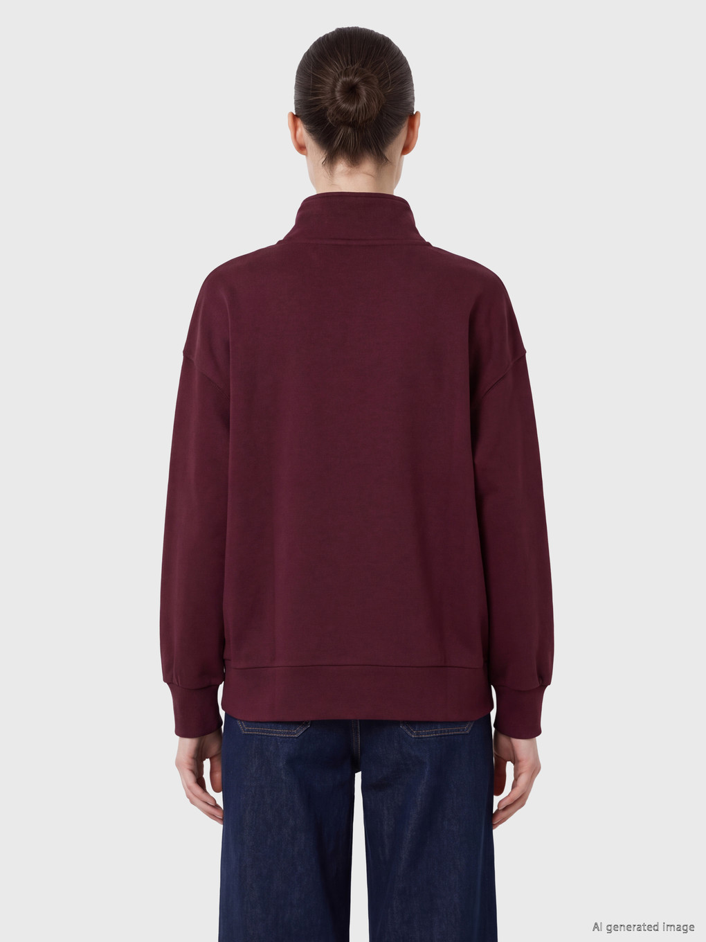 Mürdüm Dik Yaka Nakışlı Kadın Sweatshirt-3