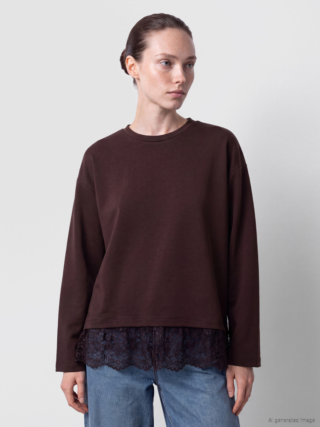 Woman Brown Sweatshirt