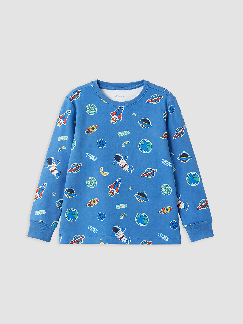 Mavi Bisiklet Yaka Baskılı Erkek Çocuk Pijama Takımı-1