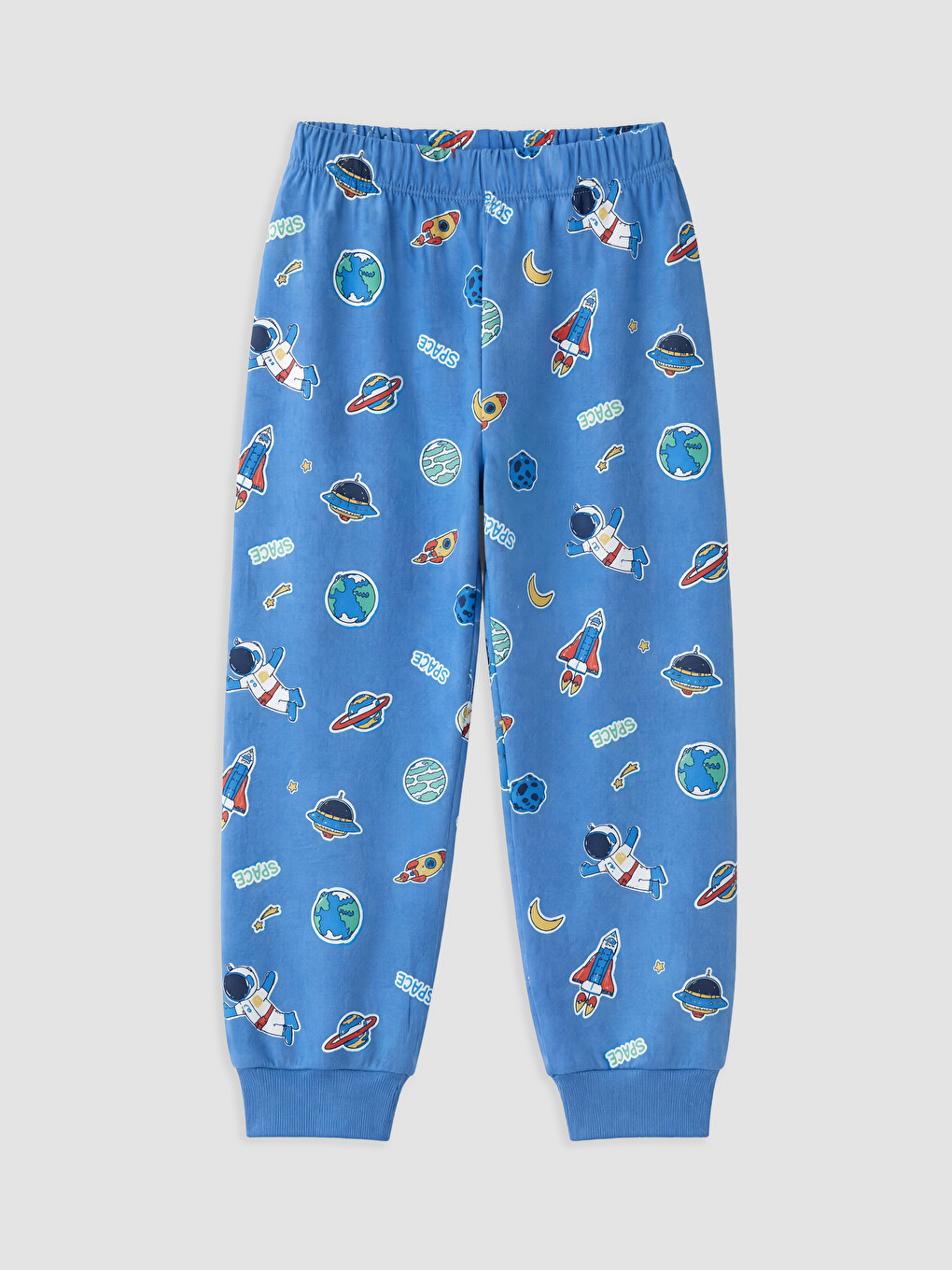 Mavi Bisiklet Yaka Baskılı Erkek Çocuk Pijama Takımı-3