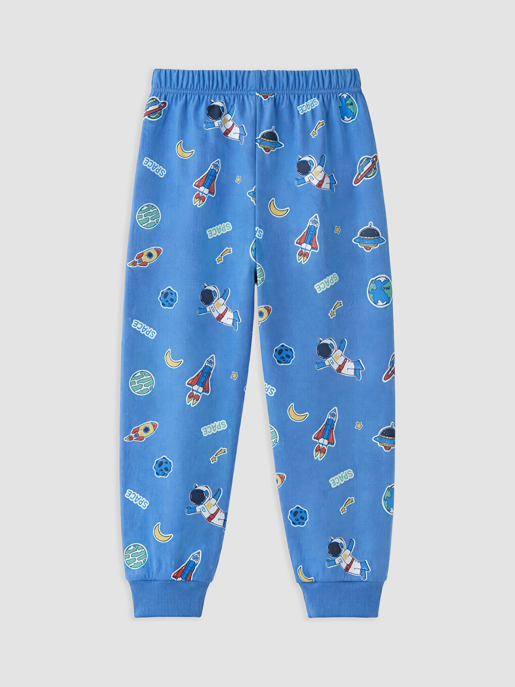 Mavi Bisiklet Yaka Baskılı Erkek Çocuk Pijama Takımı-4