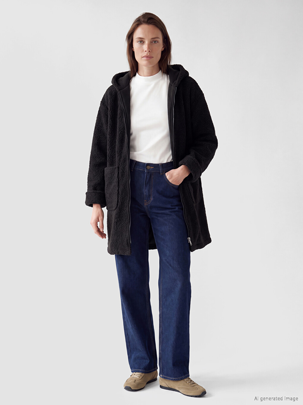 Hooded Women's Curl Overcoat-1