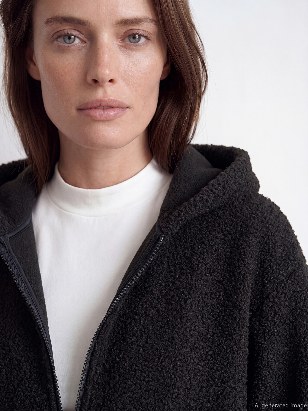 Hooded Women's Curl Overcoat-2
