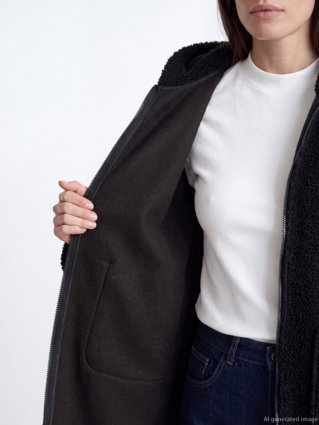 Hooded Women's Curl Overcoat-3