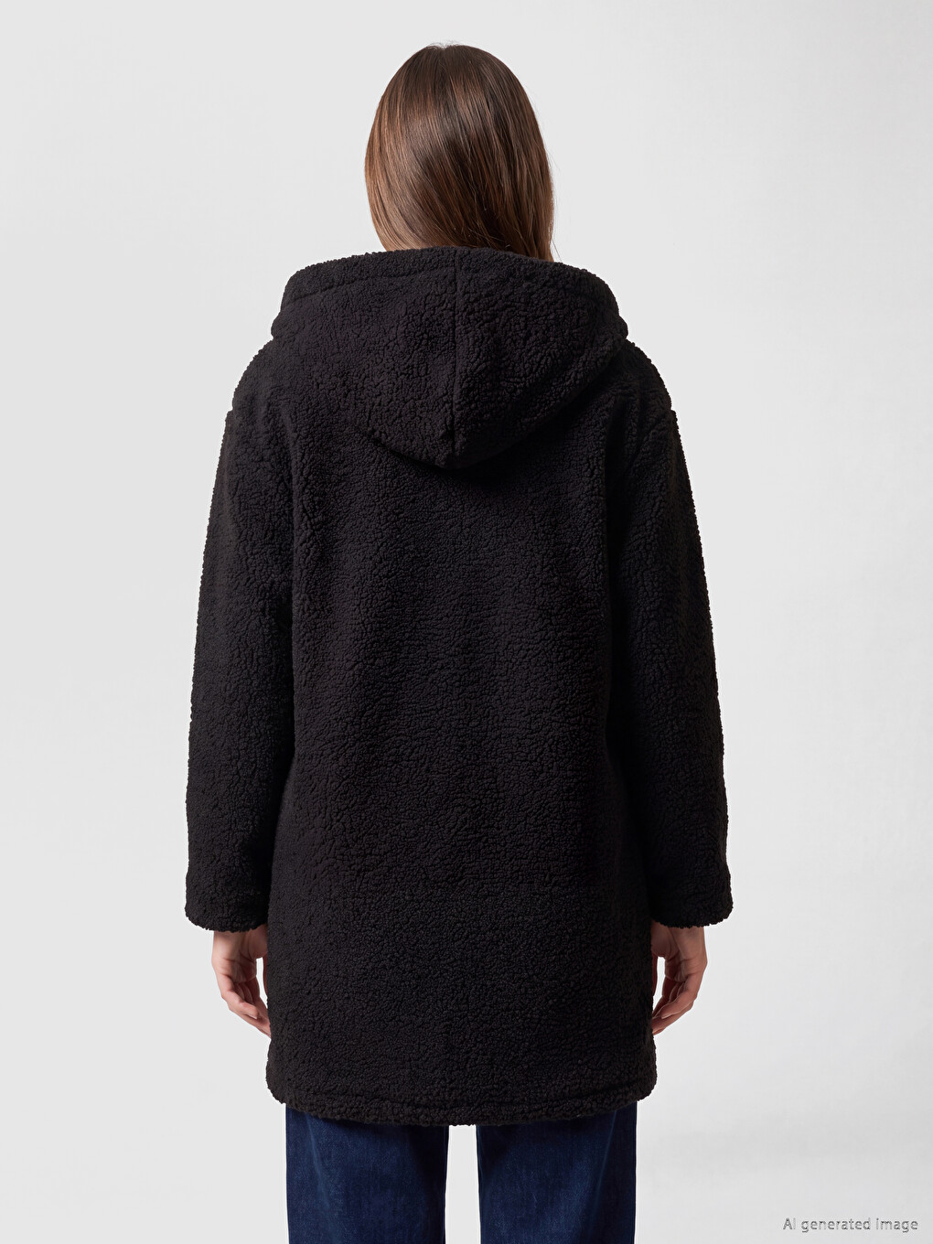 Hooded Women's Curl Overcoat-4