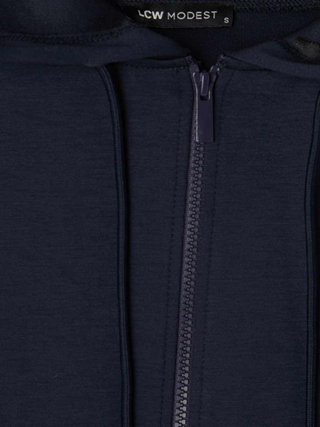 Lacivert Kapüşonlu Oversize Kadın Fermuarlı Sweatshirt-1
