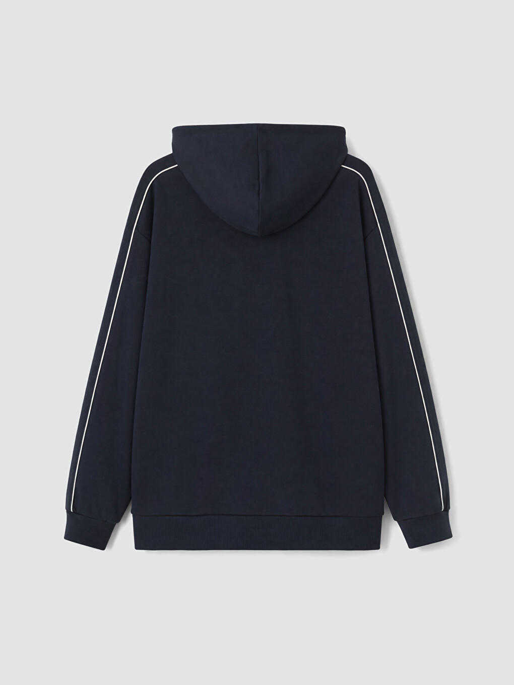 Lacivert Kapüşonlu Oversize Kadın Fermuarlı Sweatshirt-2