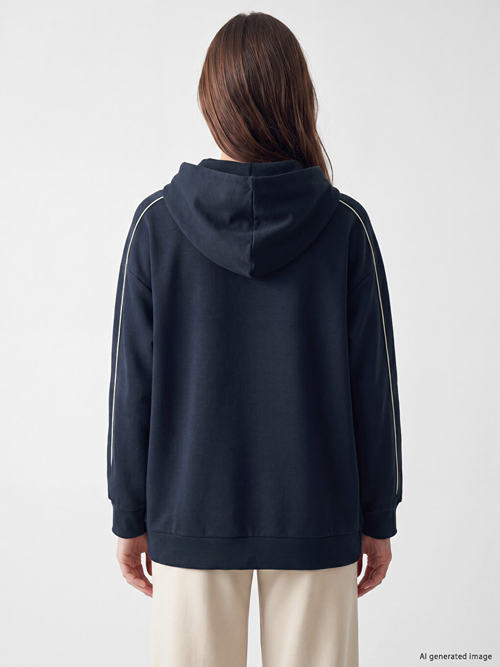 Hooded Oversize Women's Zippered Sweatshirt-3