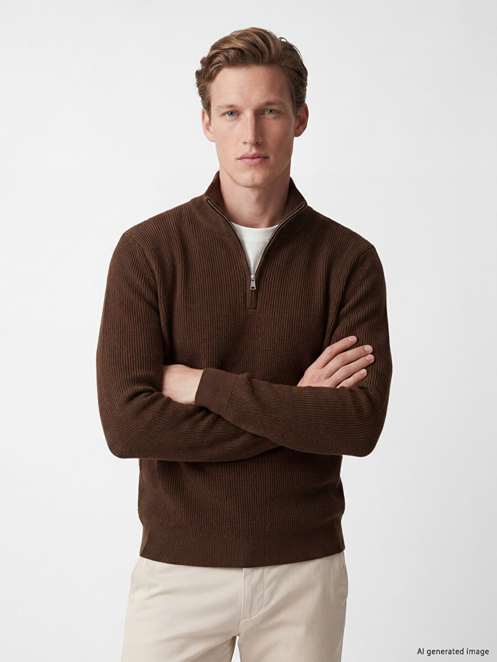 Mock Neck Men's Knitwear Sweater