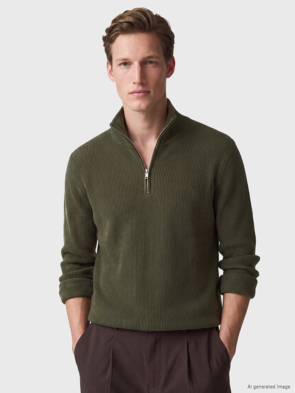 Mock Neck Men's Knitwear Sweater