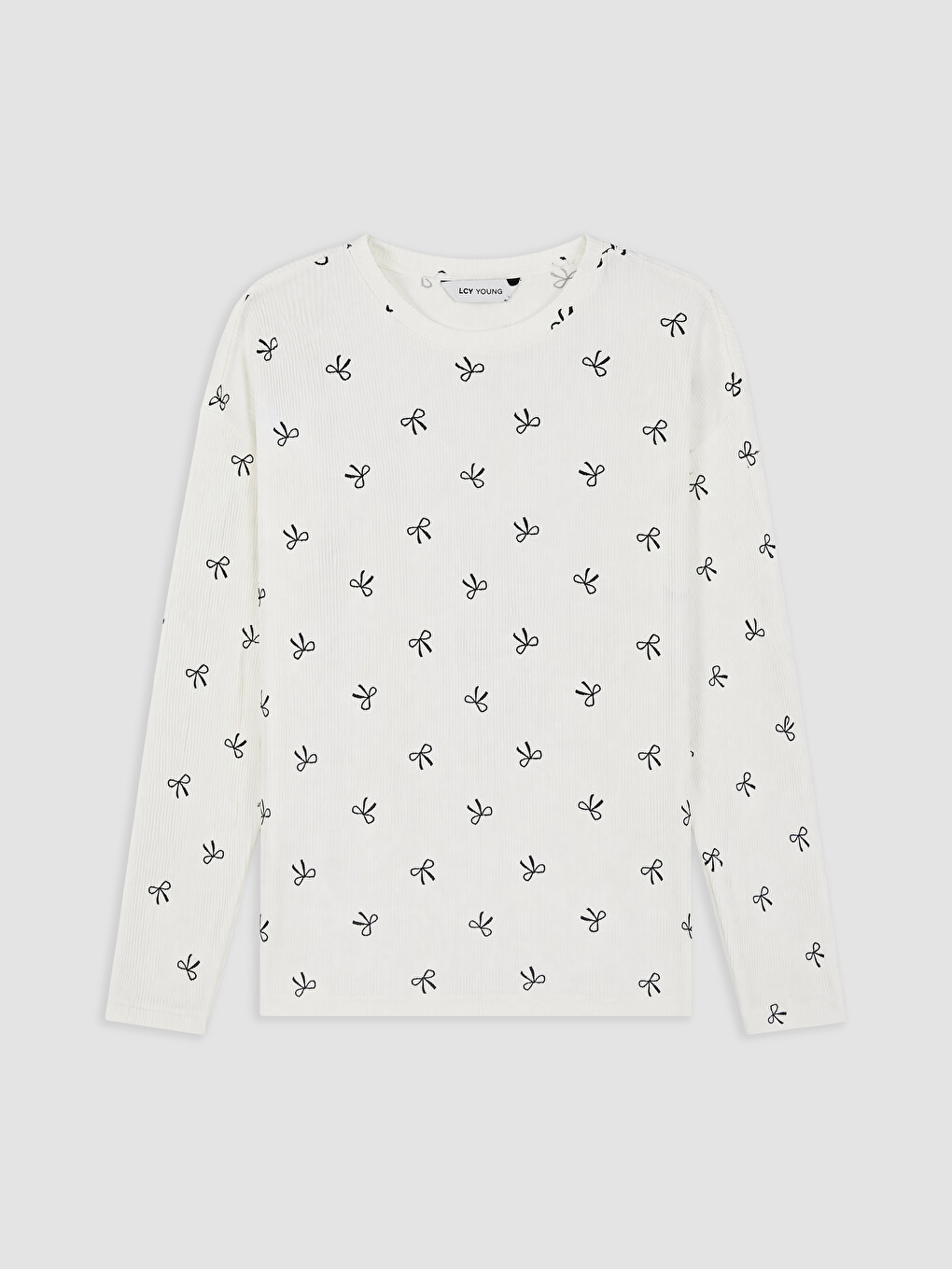 Beyaz Fiyonk Baskılı Kadın Kadife Pijama Takımı-5