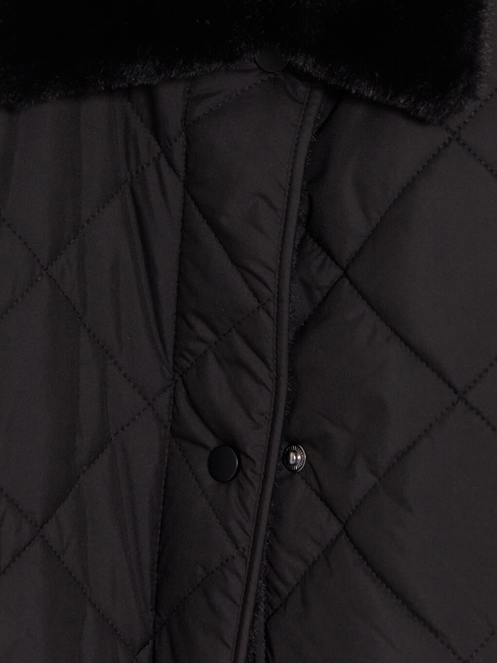 Fur Detailed Shirt Collar Quilted Women's Puffer Coat-6