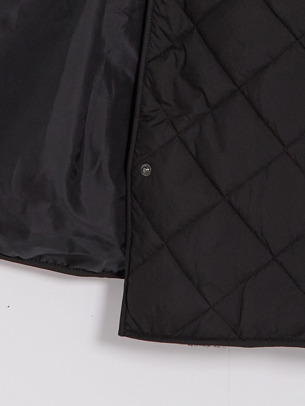 Fur Detailed Shirt Collar Quilted Women's Puffer Coat-7