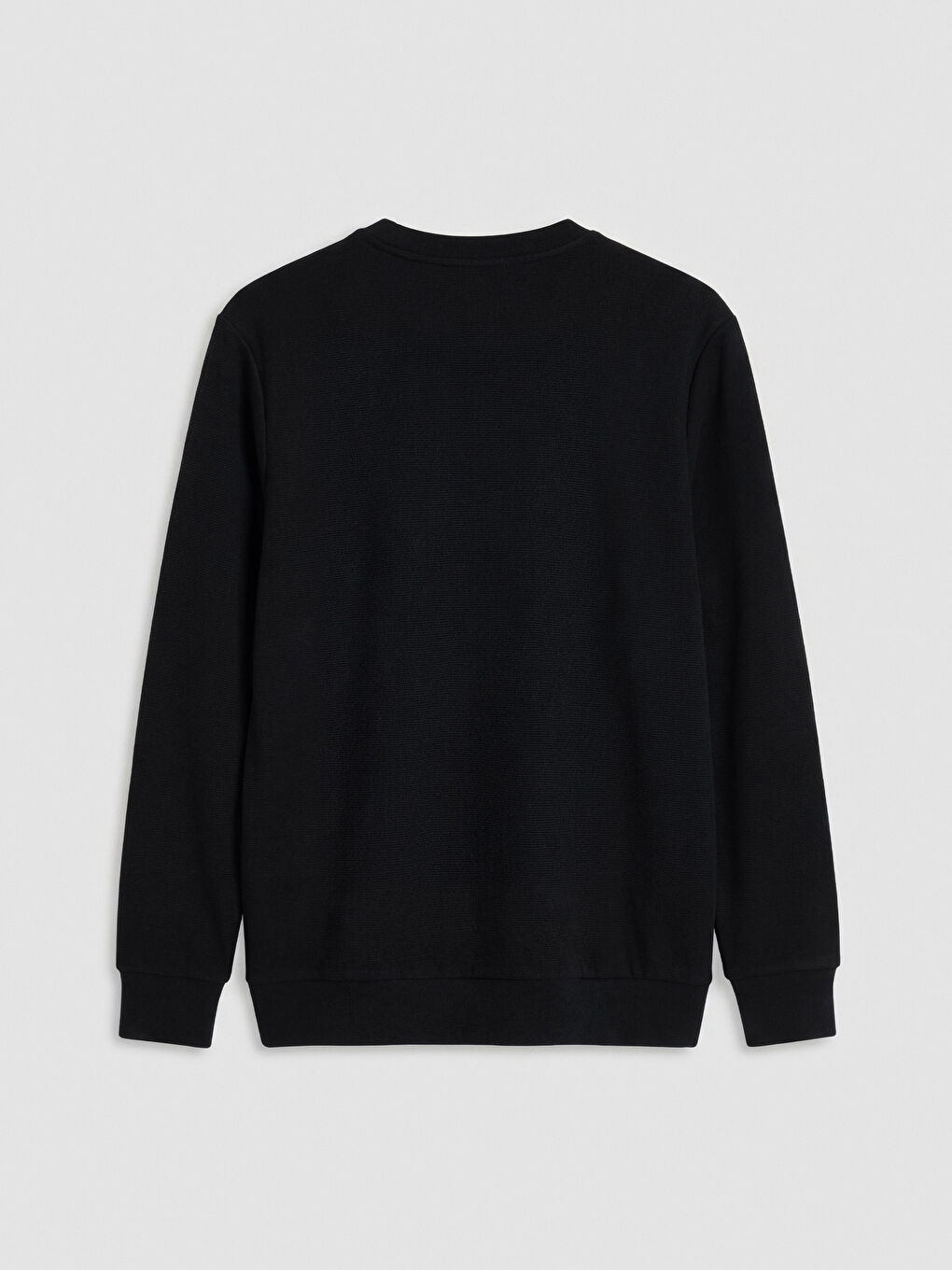 Siyah Bisiklet Yaka Baskılı Erkek Sweatshirt-1