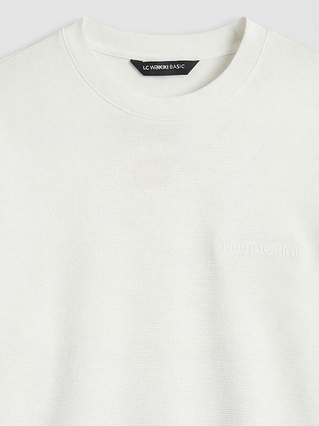 Ekru Bisiklet Yaka Baskılı Erkek Sweatshirt-6