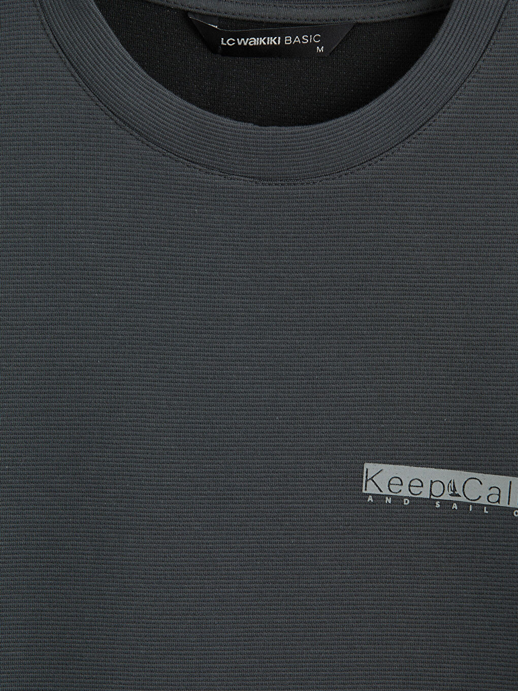 Antrasit Bisiklet Yaka Baskılı Erkek Sweatshirt-5