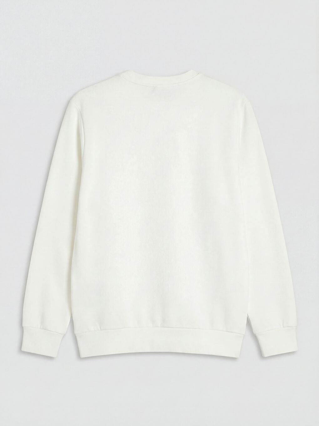 Beyaz Bisiklet Yaka Baskılı Erkek Sweatshirt-5