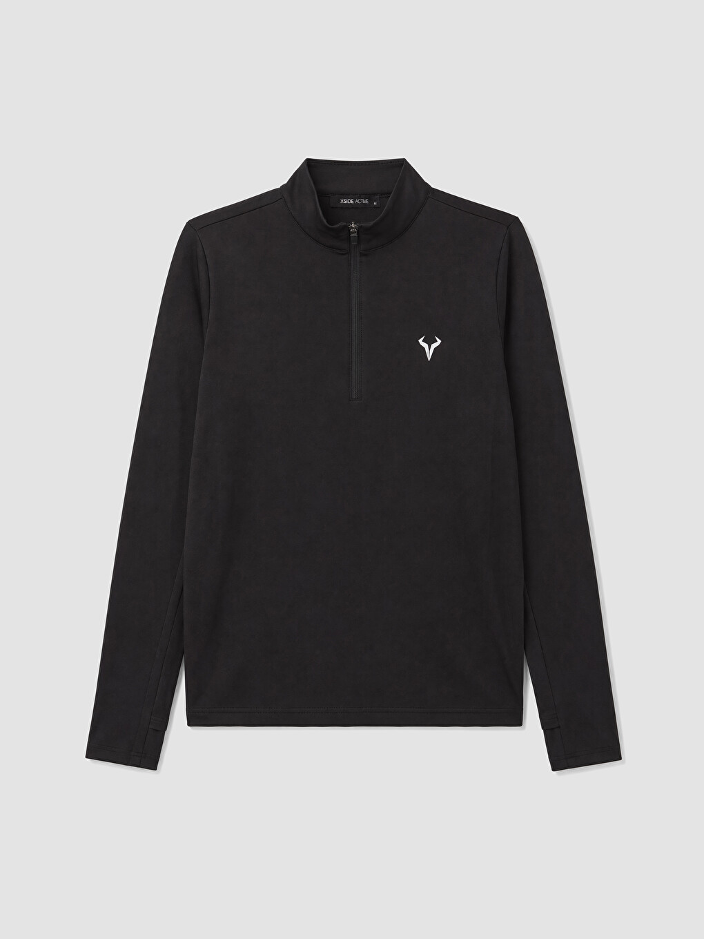 Mock Neck Half Zip Embroidered Men's Sweatshirt-4