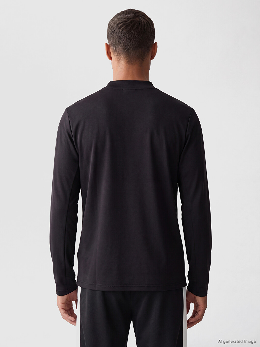 Mock Neck Half Zip Embroidered Men's Sweatshirt-3