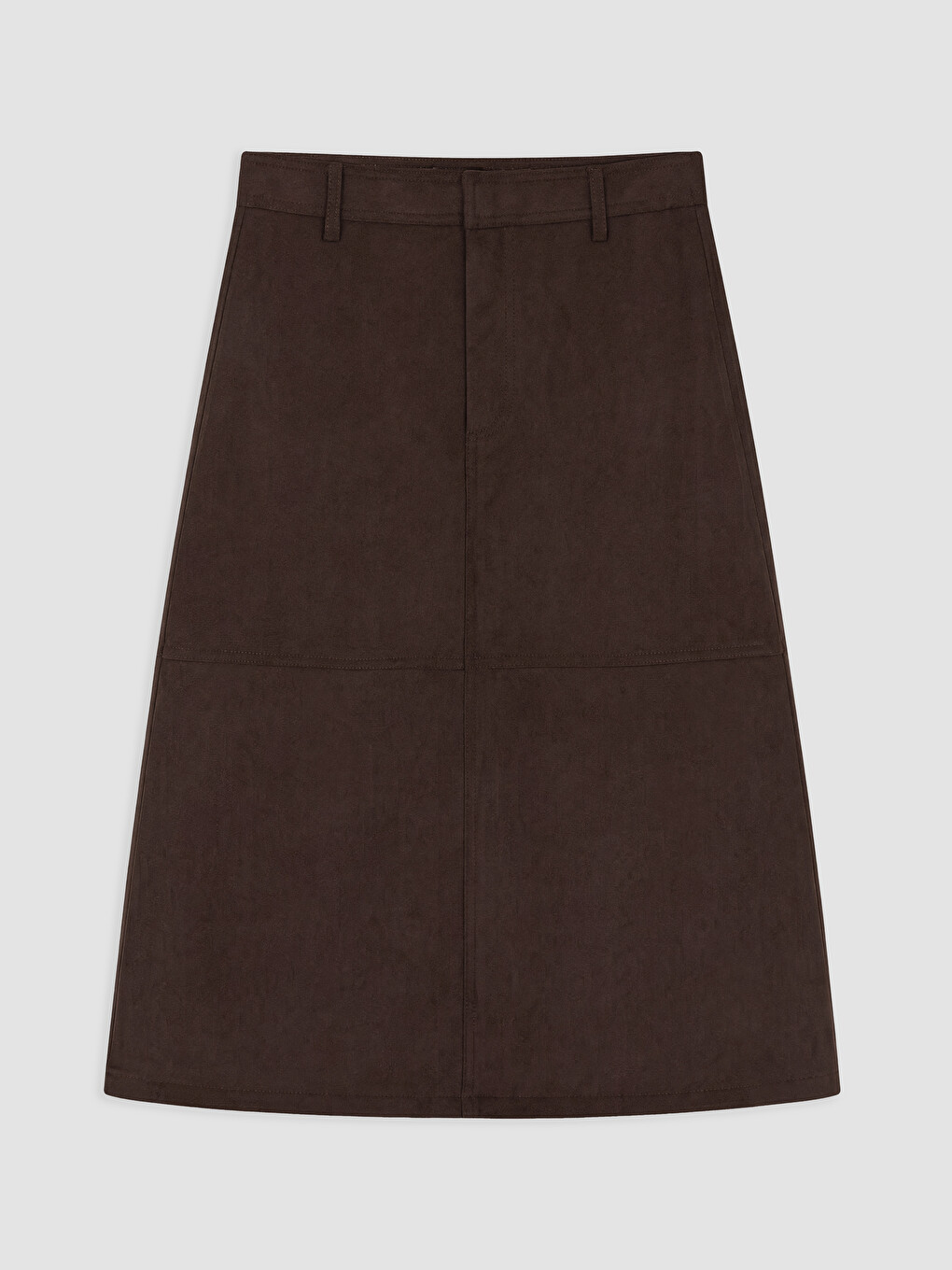 High Waist A Cut Suede Look Skirt-4