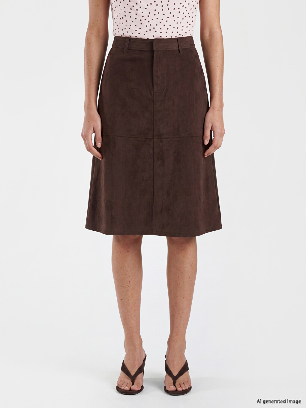 High Waist A Cut Suede Look Skirt-1
