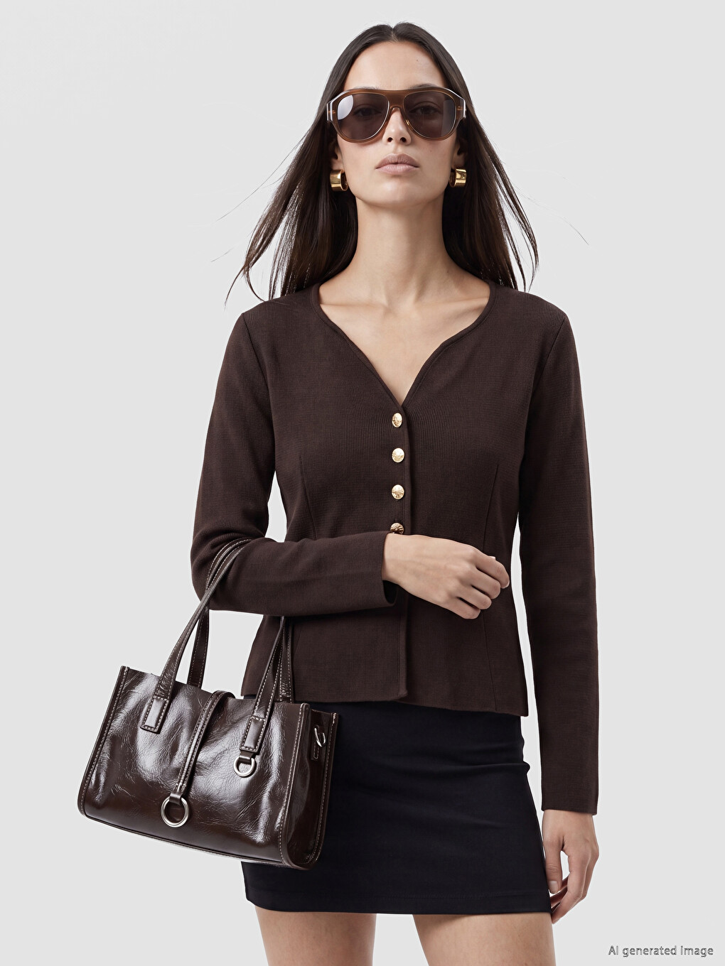 V Neck Women's Knitwear Cardigan-1