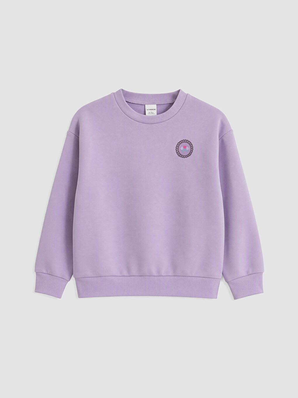 Lila Bisiklet Yaka Nakışlı Kız Çocuk Sweatshirt