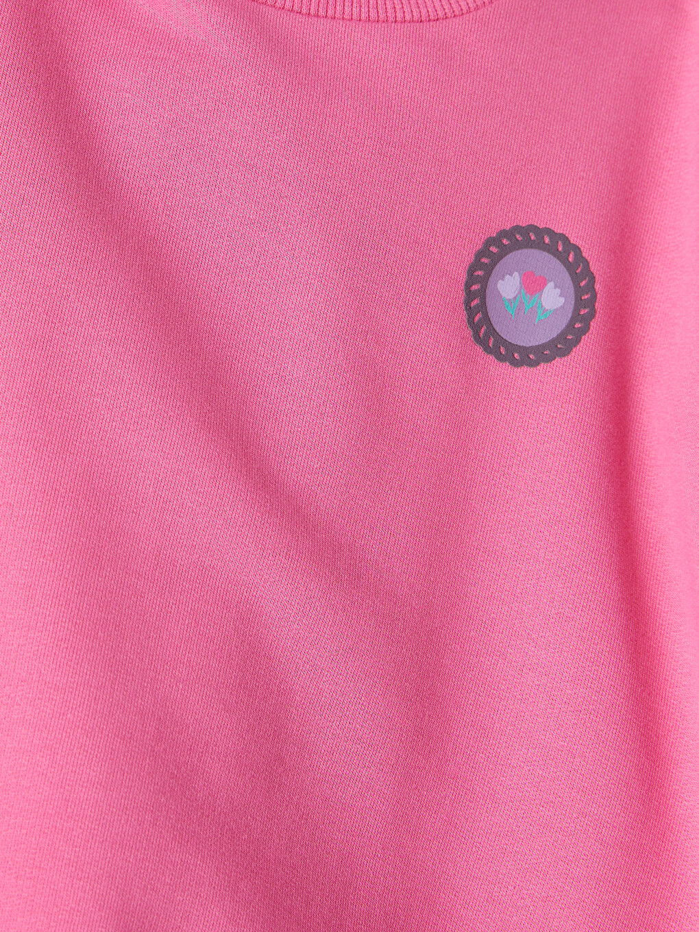 Pembe Bisiklet Yaka Nakışlı Kız Çocuk Sweatshirt-2
