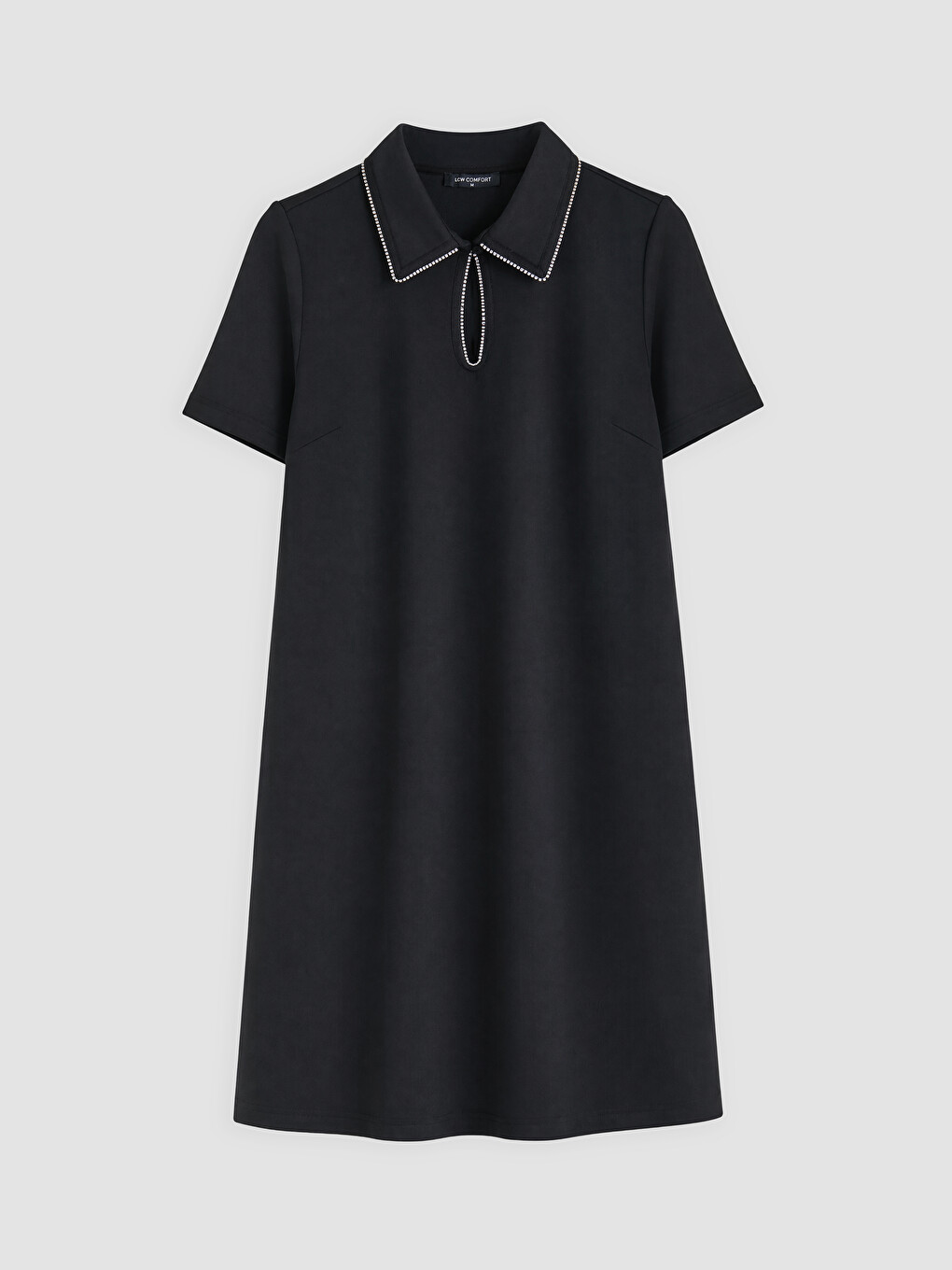 Polo Collar Rhinestone Embellished Mini Dress-3