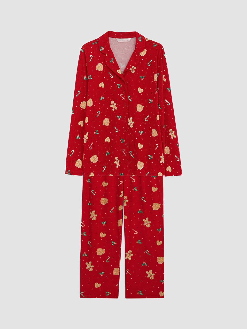 Kırmızı Yılbaşı Temalı Kadın Pijama Takımı