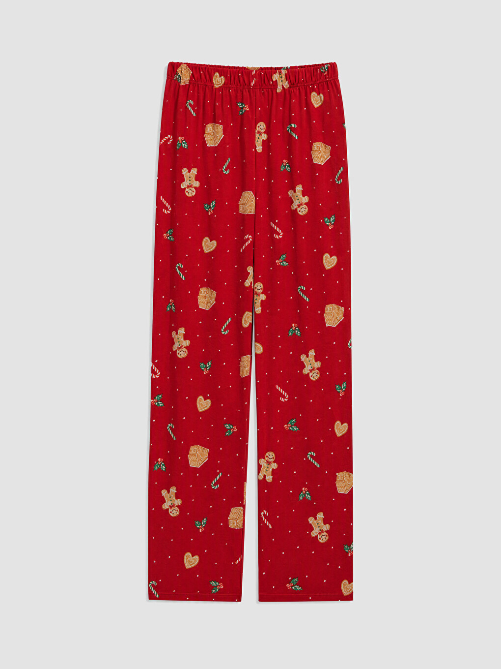 Kırmızı Yılbaşı Temalı Kadın Pijama Takımı-4