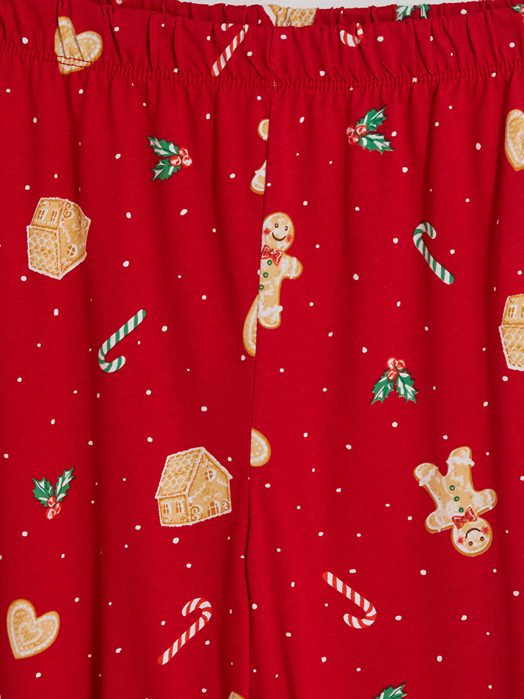 Kırmızı Yılbaşı Temalı Kadın Pijama Takımı-5