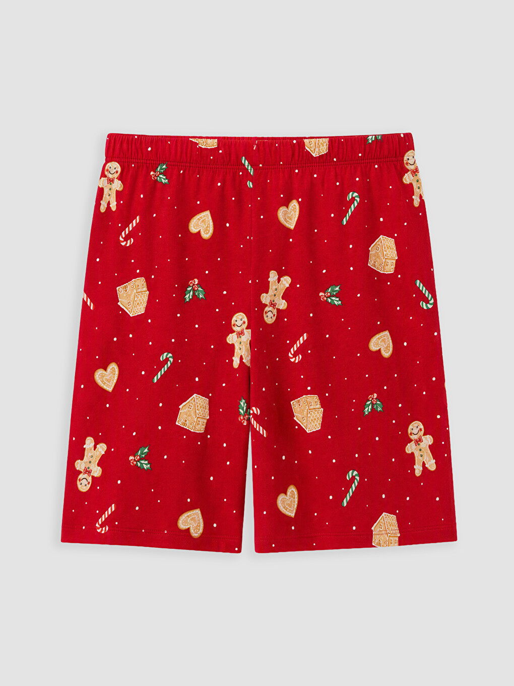 Kırmızı Yılbaşı Temalı Kadın Şortlu Pijama Takımı-4