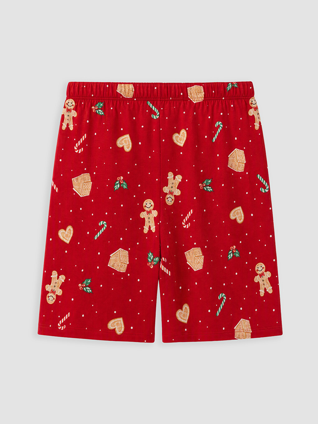 Kırmızı Yılbaşı Temalı Kadın Şortlu Pijama Takımı-6