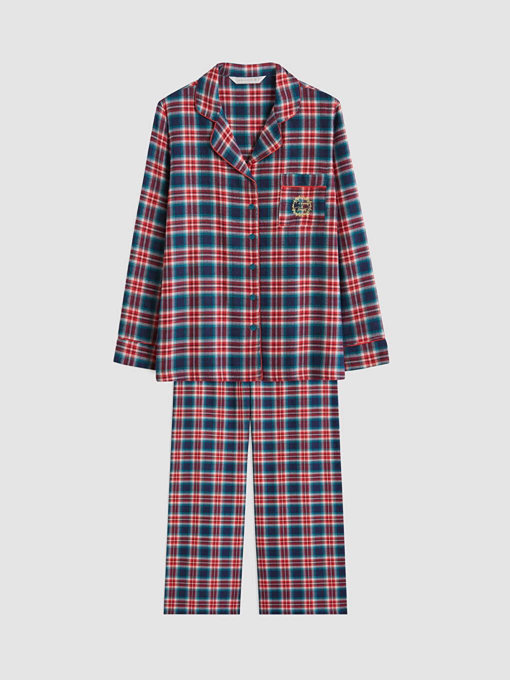 Gömlek Yaka Ekose Kadın Pijama Takımı-4