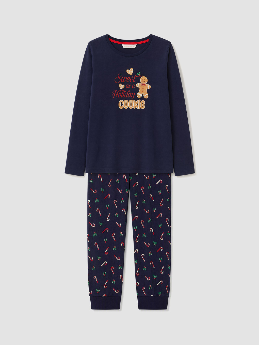 Lacivert Yılbaşı Temalı Kadın Pijama Takımı