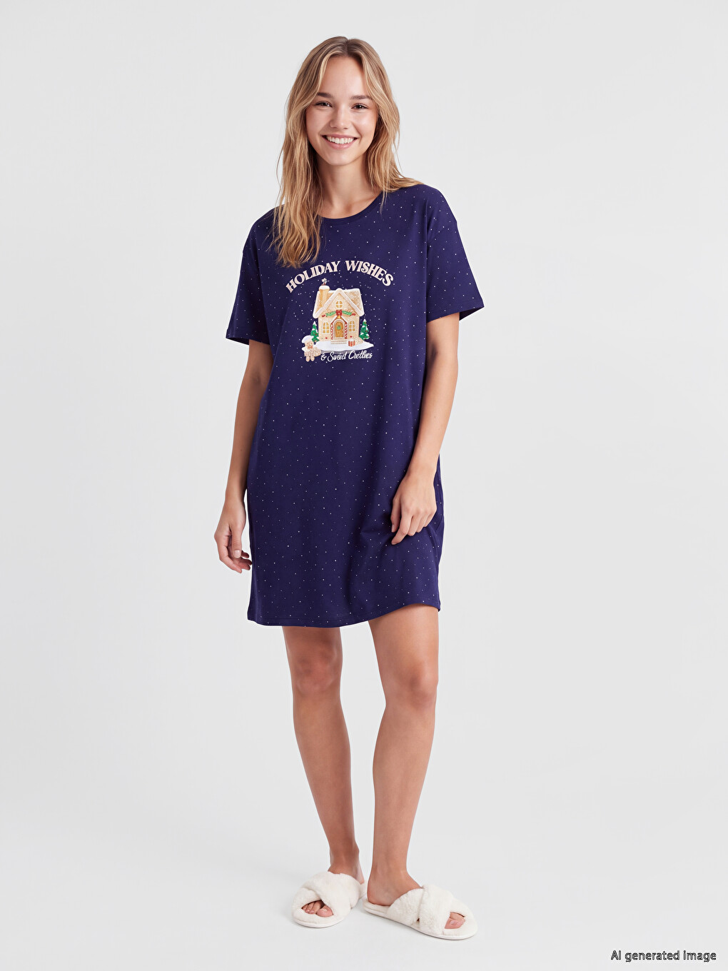 Woman Navy Nightdress-1