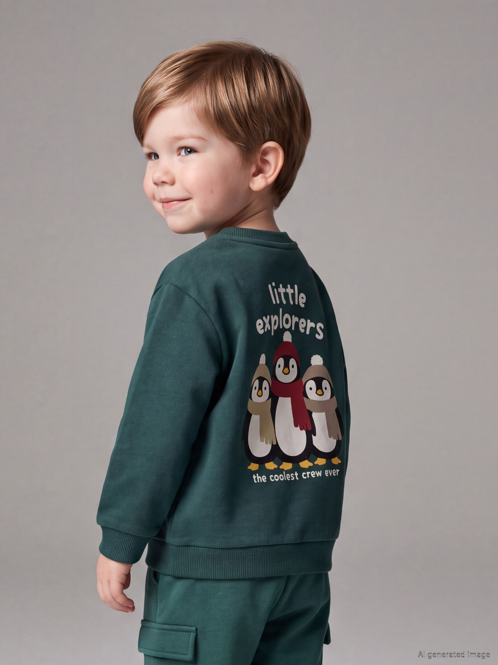 Yeşil Baskılı Erkek Bebek Sweatshirt-1