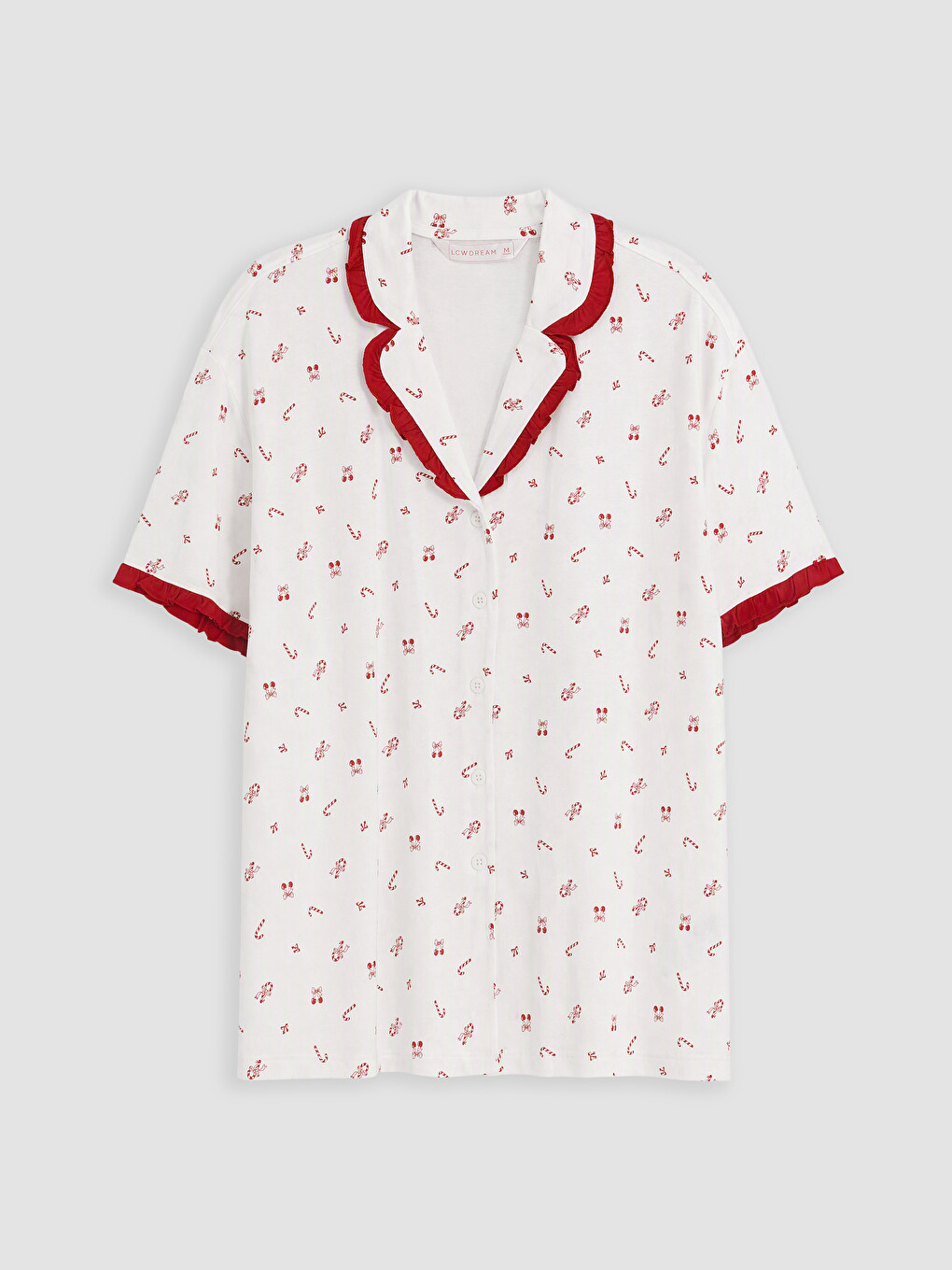 Ekru Yılbaşı Temalı Kadın Pijama Takım-5