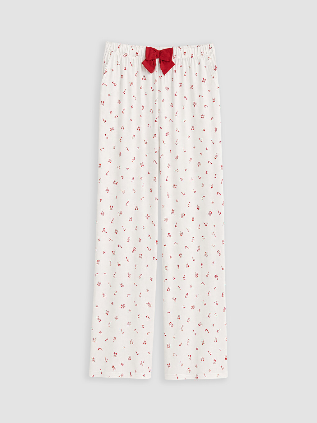 Ekru Yılbaşı Temalı Kadın Pijama Takım-8