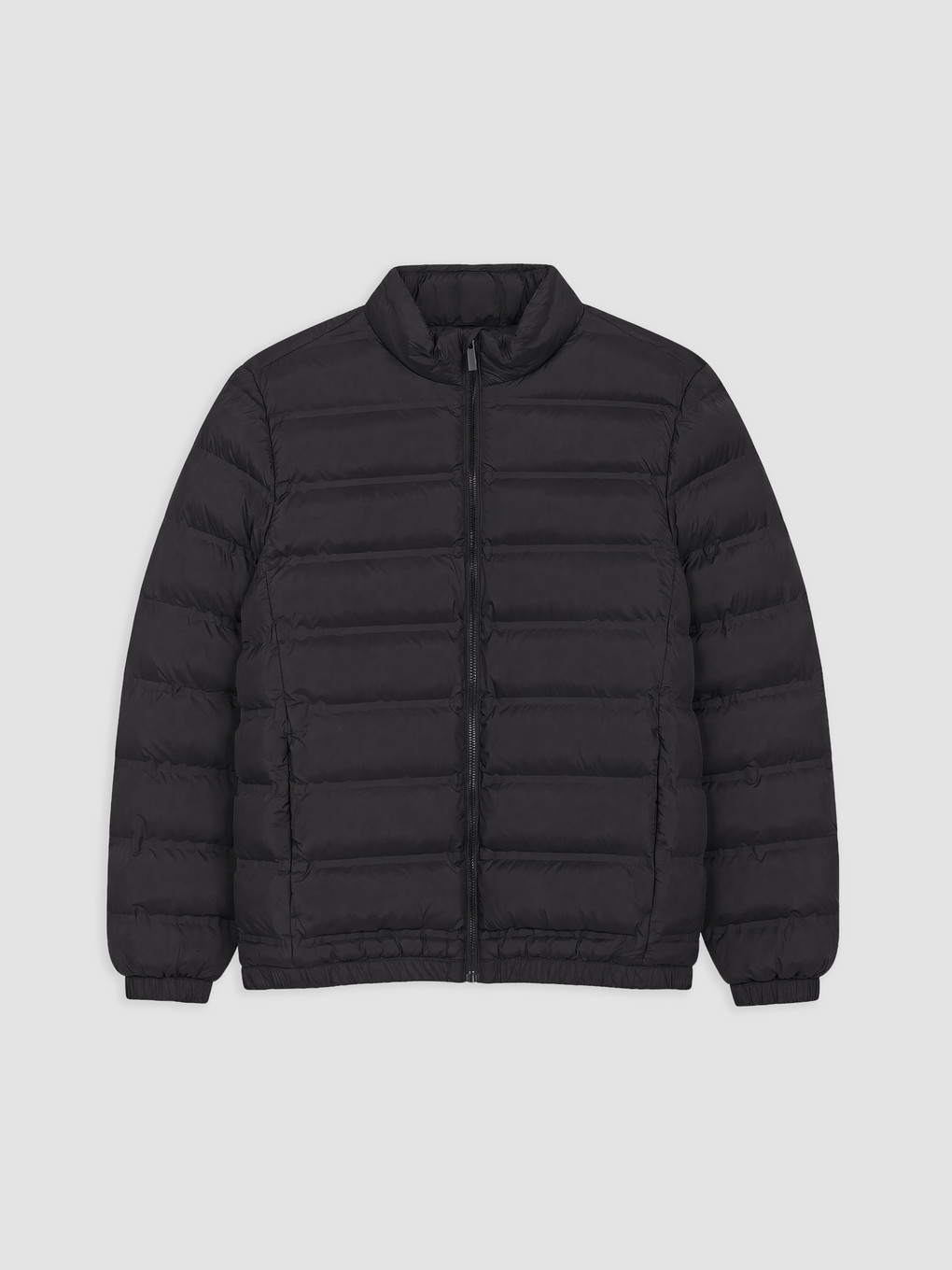 Siyah Regular Fit Dik Yaka Erkek Şişme Mont