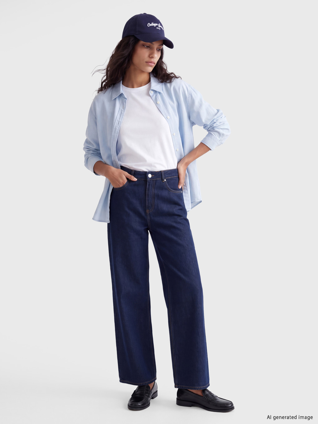 Oversize Kadın Jean Gömlek-1