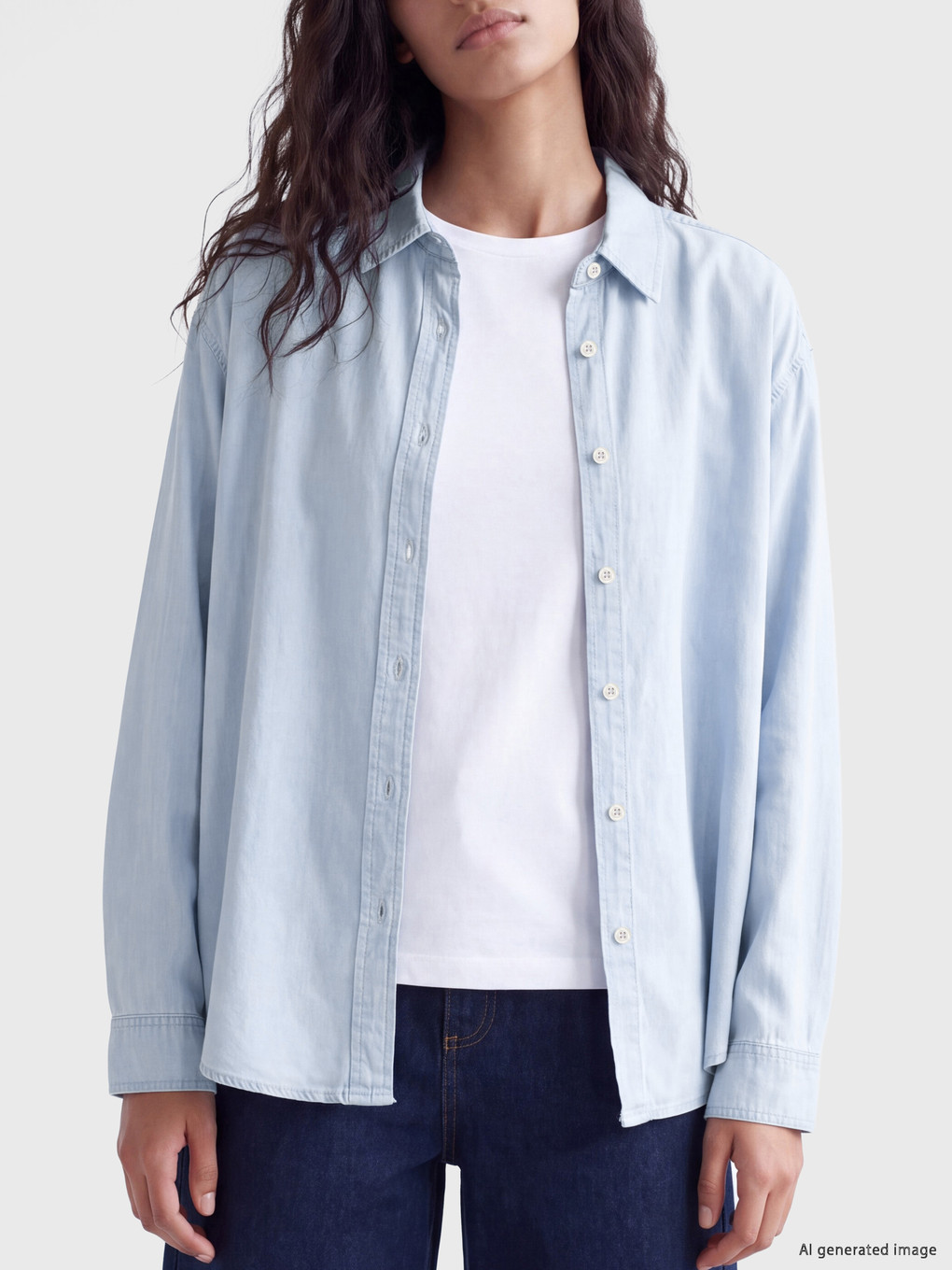 Oversize Kadın Jean Gömlek-2