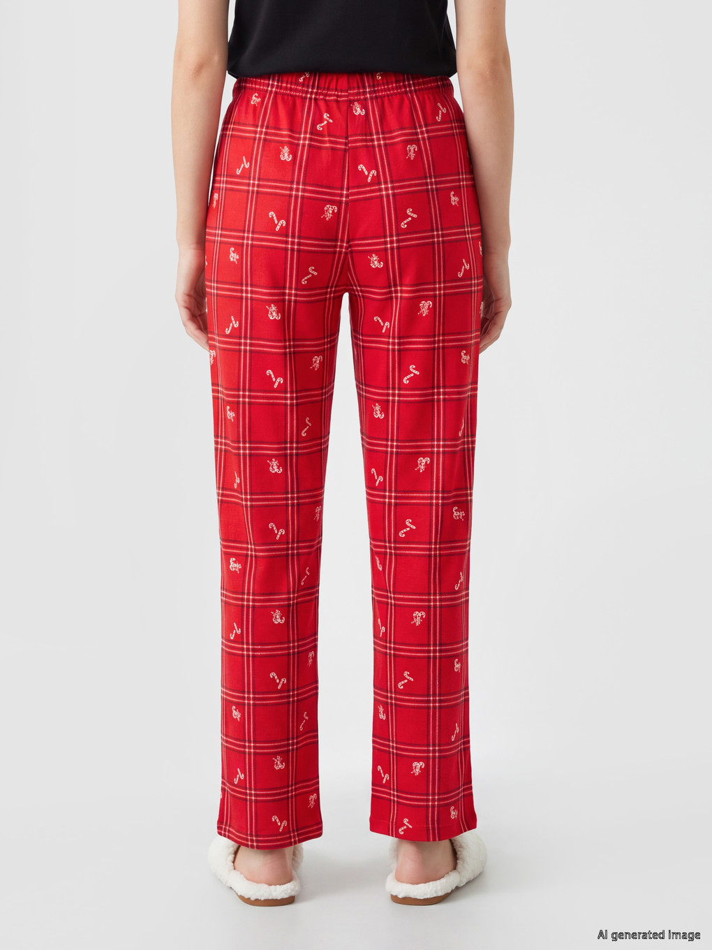 Kırmızı Yılbaşı Temalı Kadın Pijama Altı-3