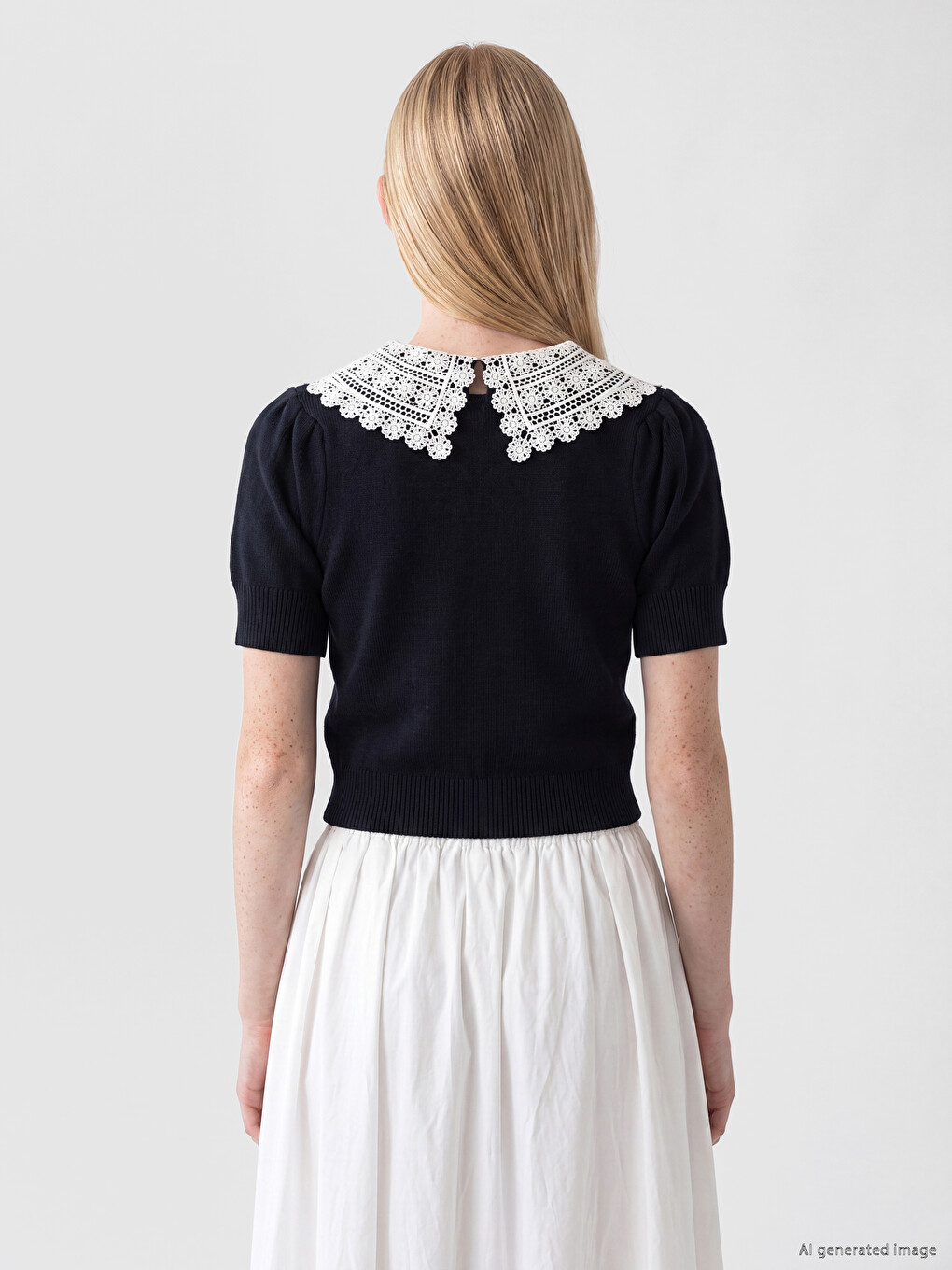 Lace Peter Pan Collar Women's Knitwear Sweater-3